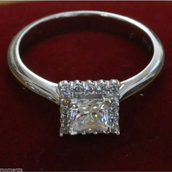 14k Solid White Gold Engagement Ring